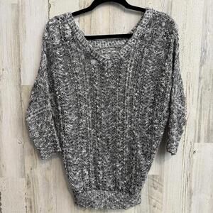 SOLD Poof Women's Women's Size Medium Gray and White Knit Sweater Casual